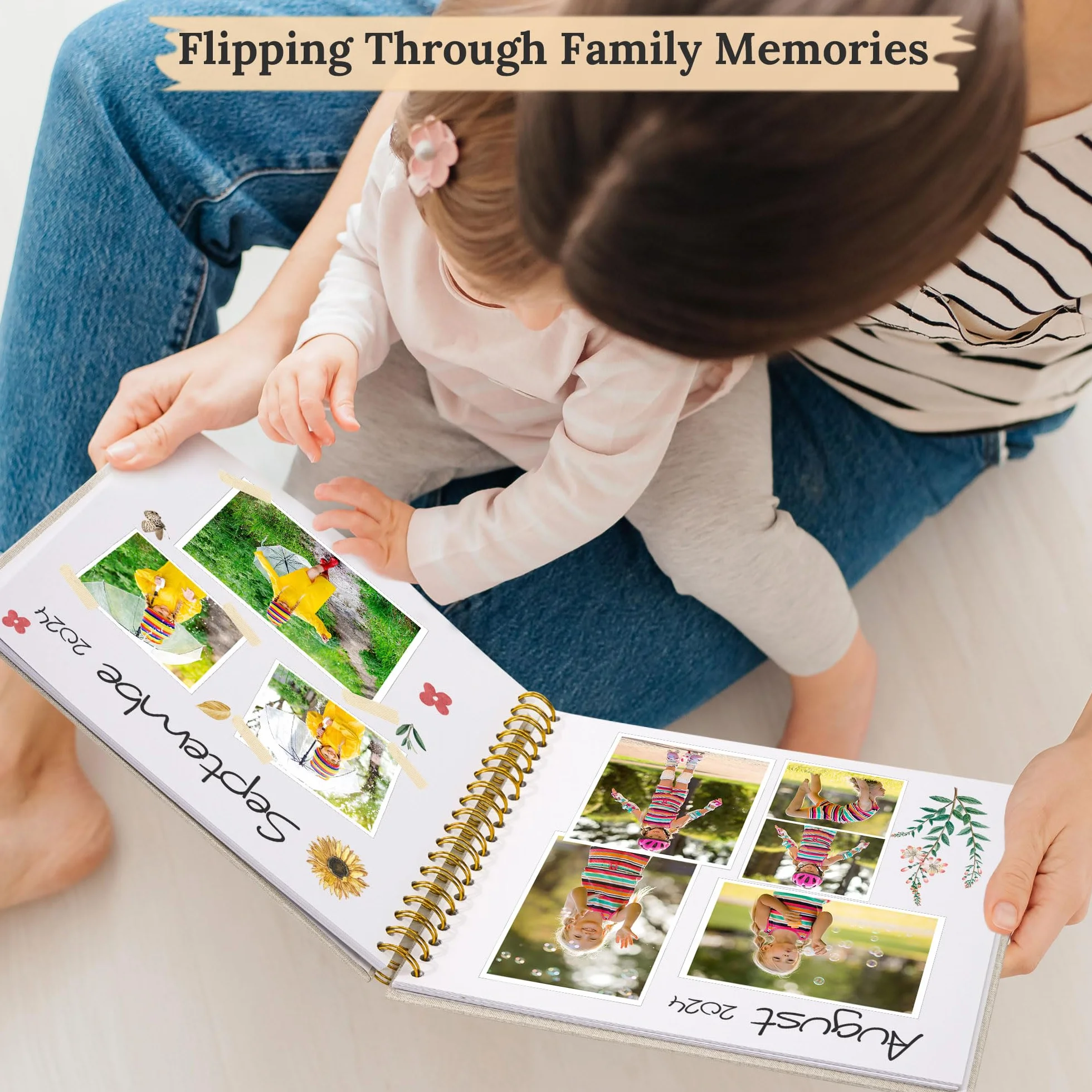 Álbum de fotos para álbum de recortes, cubierta de lino, 12 x 12 pulgadas, tapa dura, páginas blancas, libro de recuerdos, para viajes, bodas, libro de invitados, Navidad, baby shower (40