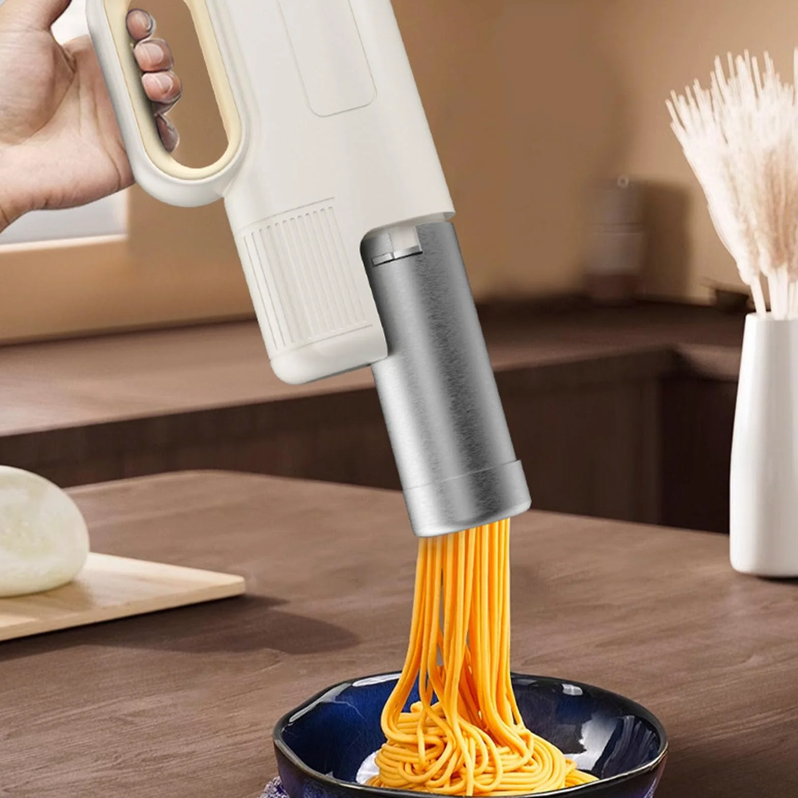 Cryfokt Máquina para Hacer Fideos Eléctrica, Máquina para Hacer Fideos de Mano, Prensado de Masa Eficiente para Familias Ocupadas y Entusiastas de la Pasta, Cocina Doméstica