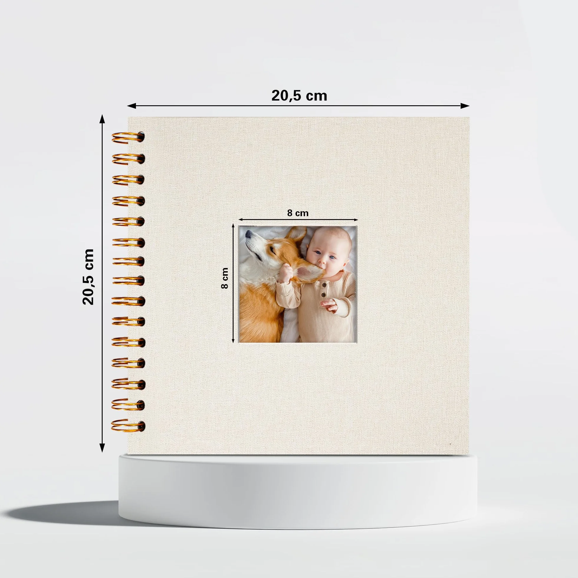 Vienrose Álbum de Fotos Scrapbook de Lino, 20,5 x 20,5 cm Álbum de Recuerdos con 40 Páginas Blancas DIY para Viajes en Familia Boda Navidad, Beige