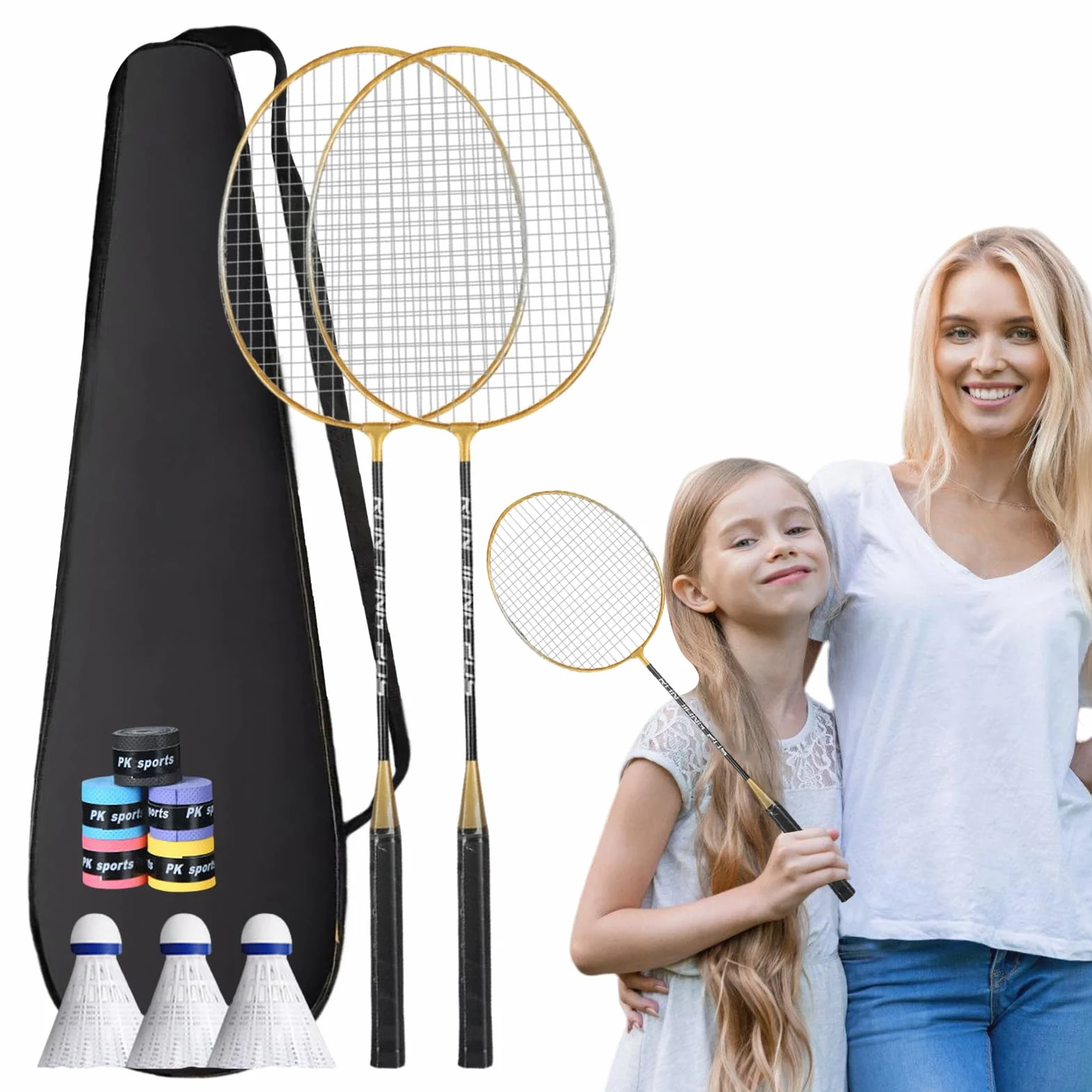 Juego de raquetas de bádminton para adultos, equipo ligero de bádminton para profesionales, absorbe el sudor