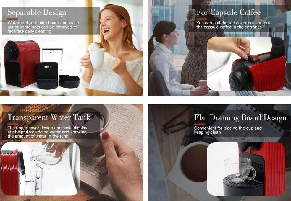 Cafetera Máquina De Café, Máquina De Café De Cápsulas Italianas, Máquina De Café De Cápsulas Pequeñas Automática De Oficina para El Hogar Adecuado Compatible con Cápsulas Nestlé, Regalos Com
