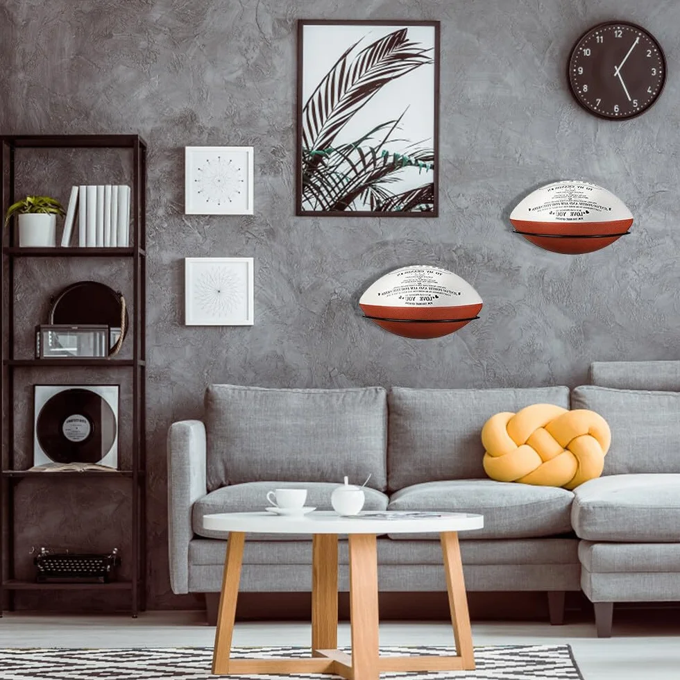 Soporte de Rugby 2 Piezas Oval Estante de Almacenamiento de Balones de Pared