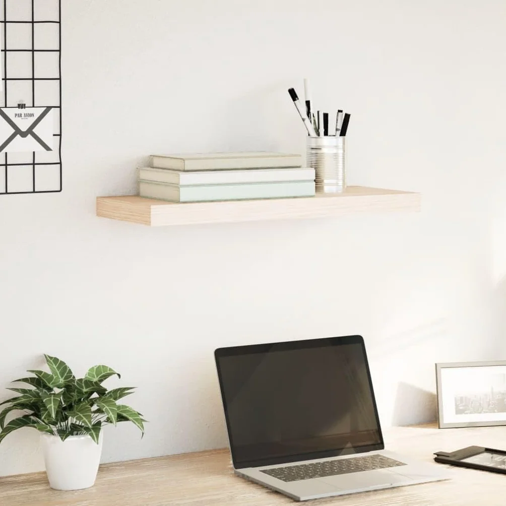 Estantería flotante de madera con chapa de roble, 60 x 23,5 x 4 cm, ahorra espacio, estantería de pared con soporte invisible, estante versátil para salón, dormitorio, cocina, baño, oficina