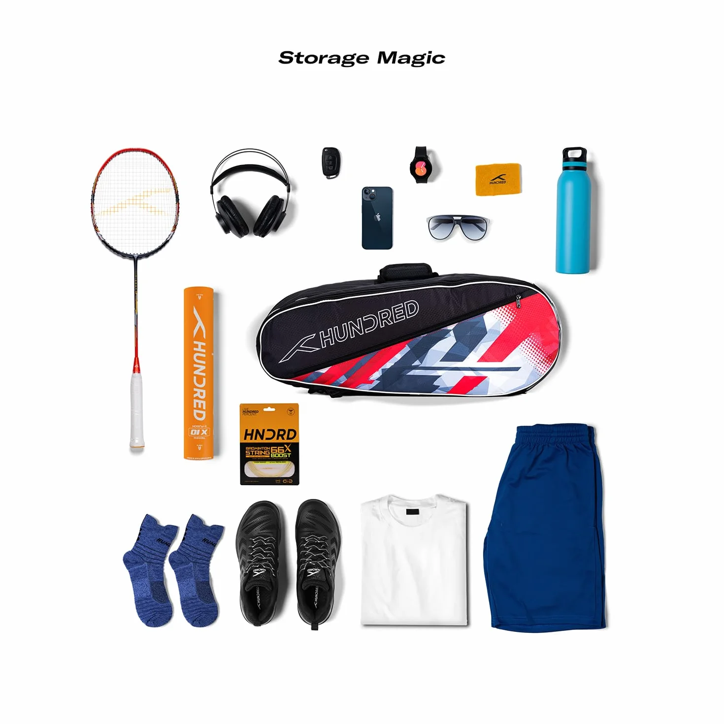 HUNDRED Ideal Badminton Tennis Racquet Kit Bag