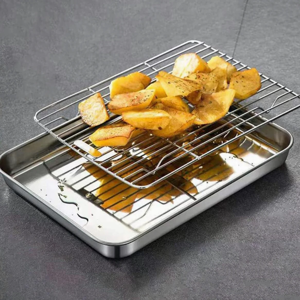 Juego de 2 Rejillas para Hornear de Acero Inoxidable con Bandejas Duraderas y Versátiles para Cocina y Enfriamiento