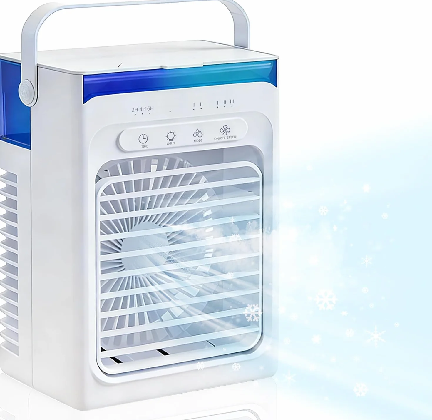 Mini Aire Acondicionado Portatil Silencioso 1000ml,Enfriador de Aire USB, Climatizador Frio Ventilador con hielo, 3 Velocidades, Temporizador 2/4/6H, Luz LED RGB Ideal para Oficina (White)