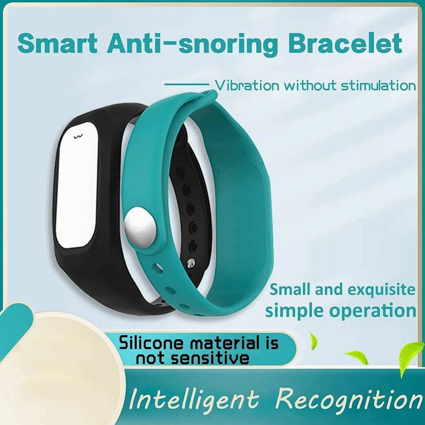 Genérico Pulsera antironquidos, Pulsera Inteligente Ajustable de 3 velocidades, solución eficaz contra los ronquidos for Dormir Durante la Noche – Recargable por USB, Regalo portátil(Black)