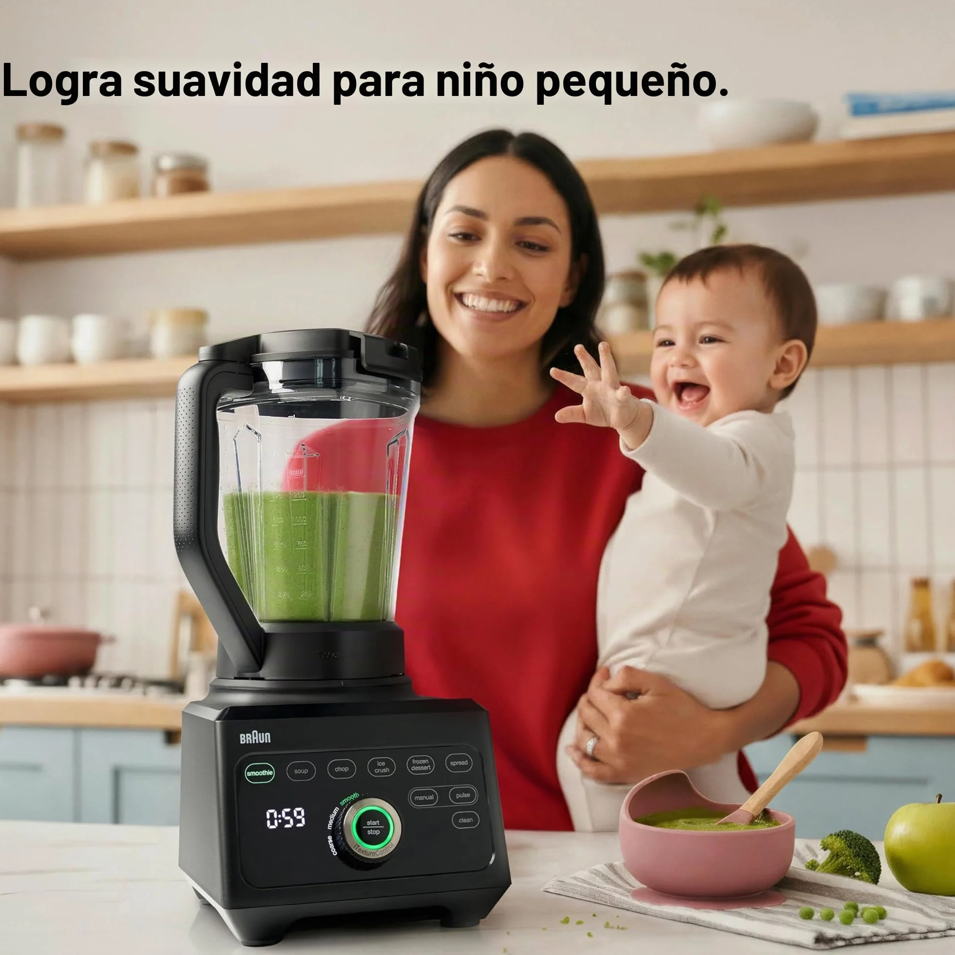 Braun Batidora PowerBlend JB 9040 de Válvula Triangular, 10 Ajustes de Velocidad Manual + Botón Pulse, Motor de 1600W, Vaso de 2L, Fácil de Limpiar, Negra