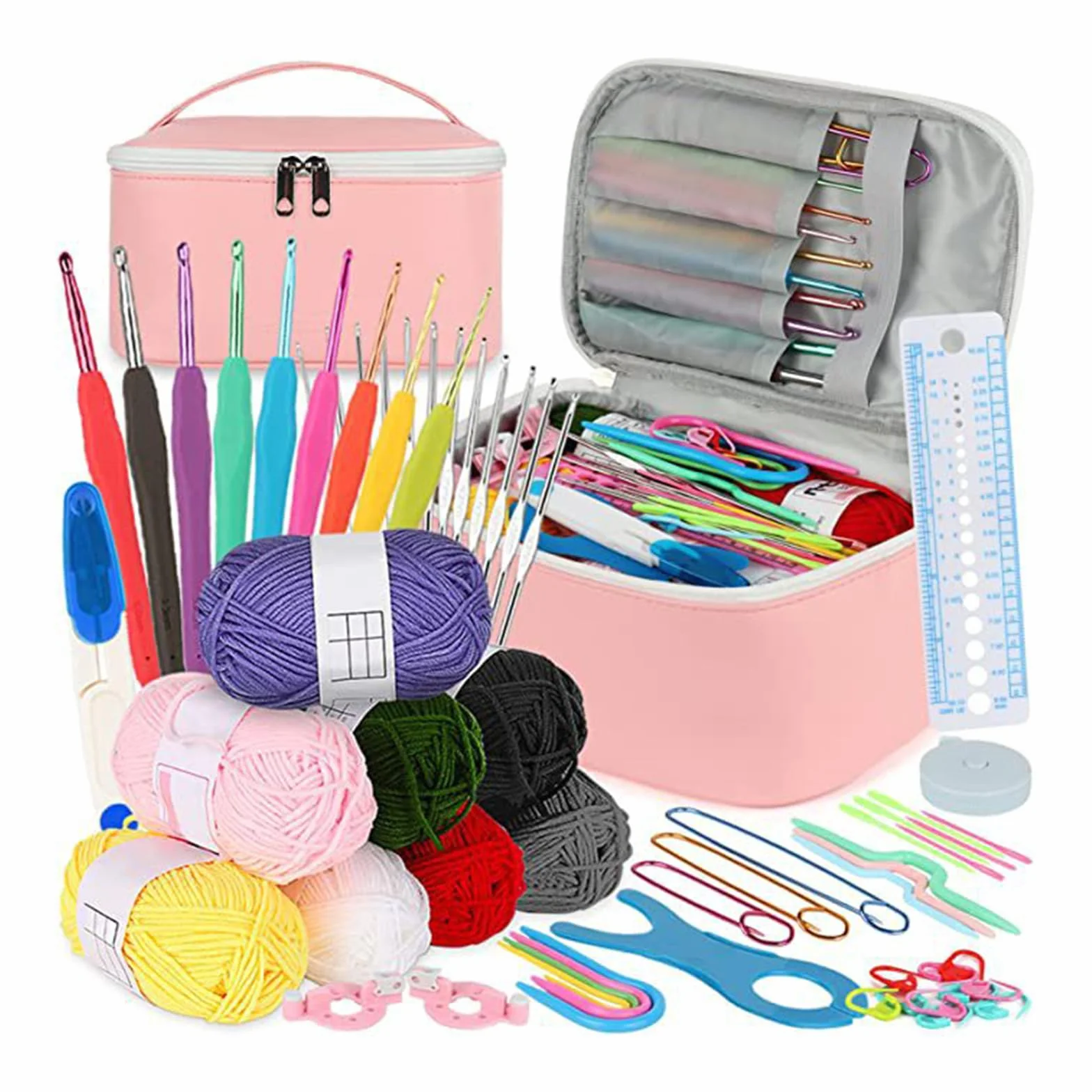 Juego de ganchos de ganchillo para adultos, kit de herramientas de ganchillo para niños, kit de herramientas de tejer para principiantes, niños y adultos, juego de herramientas ergonómicas