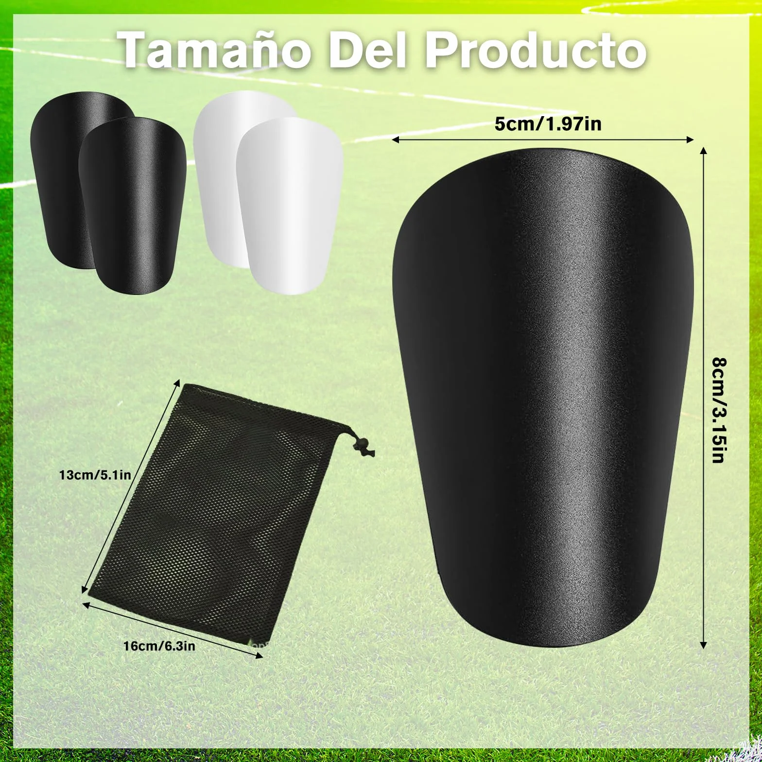 VEGCOO 2 Pares Mini Espinilleras Fútbol 8 x 5 cm con Bolsa Deportiva