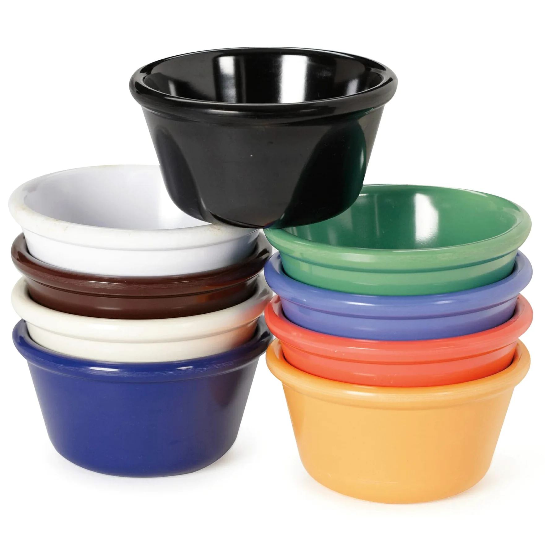 G.E.T. Enterprises Mix Pack de 4 colores Mardi Gras, 4 onzas, Ramekin, resistente a los roturas, plástico de melamina, apto para lavavajillas, colección Ramekins RM-400-MIX (paquete de 12)