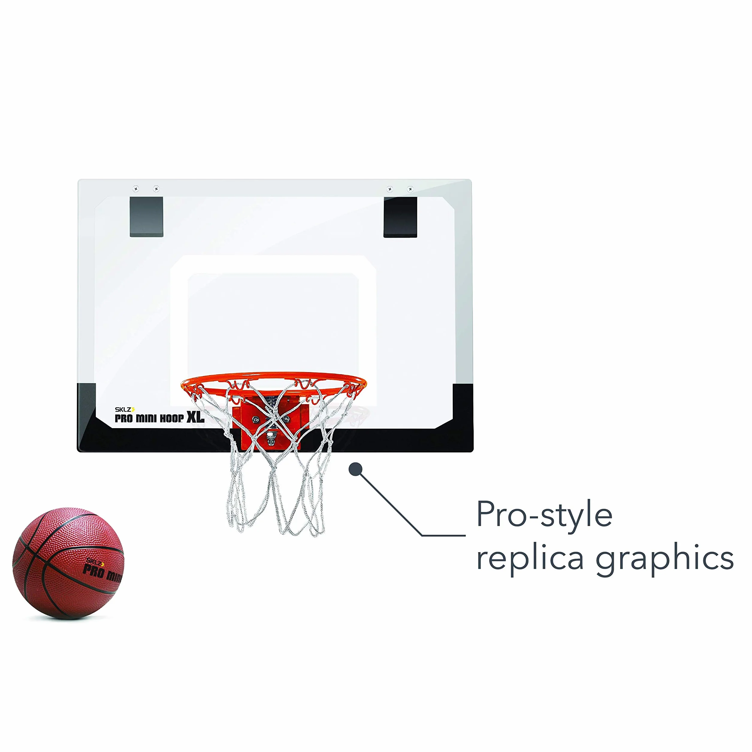 SKLZ Aro de Baloncesto Mini Profesional, Incluye Pelota, Resorte de Seguridad - 45.72 x 30.48 cm