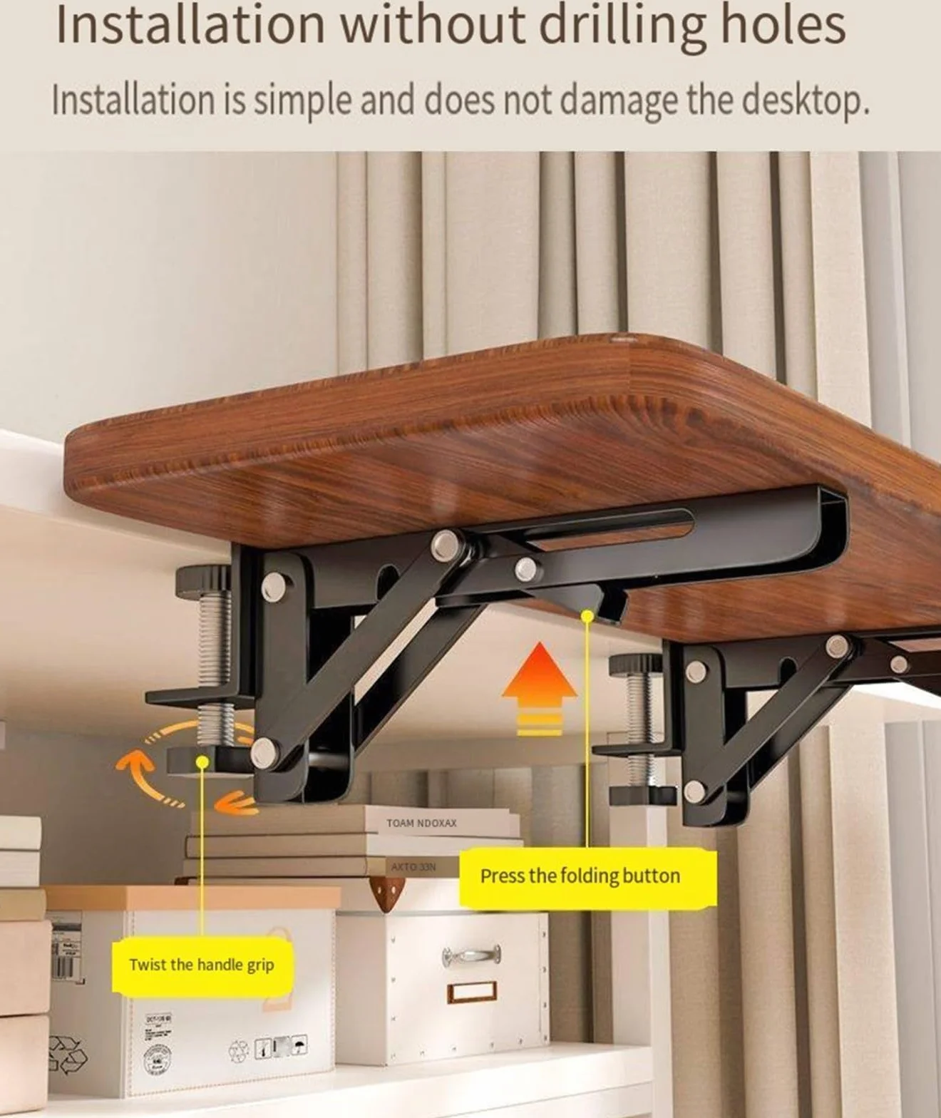 Ergonómica Bandeja Extensora De Escritorio Soporte, Extensión Teclado Ergonómica, No Es Necesario Perforar, Fácil Instalación, Plegable Para Hogar Tablero De Extensión De Escritorio B,90x25cm