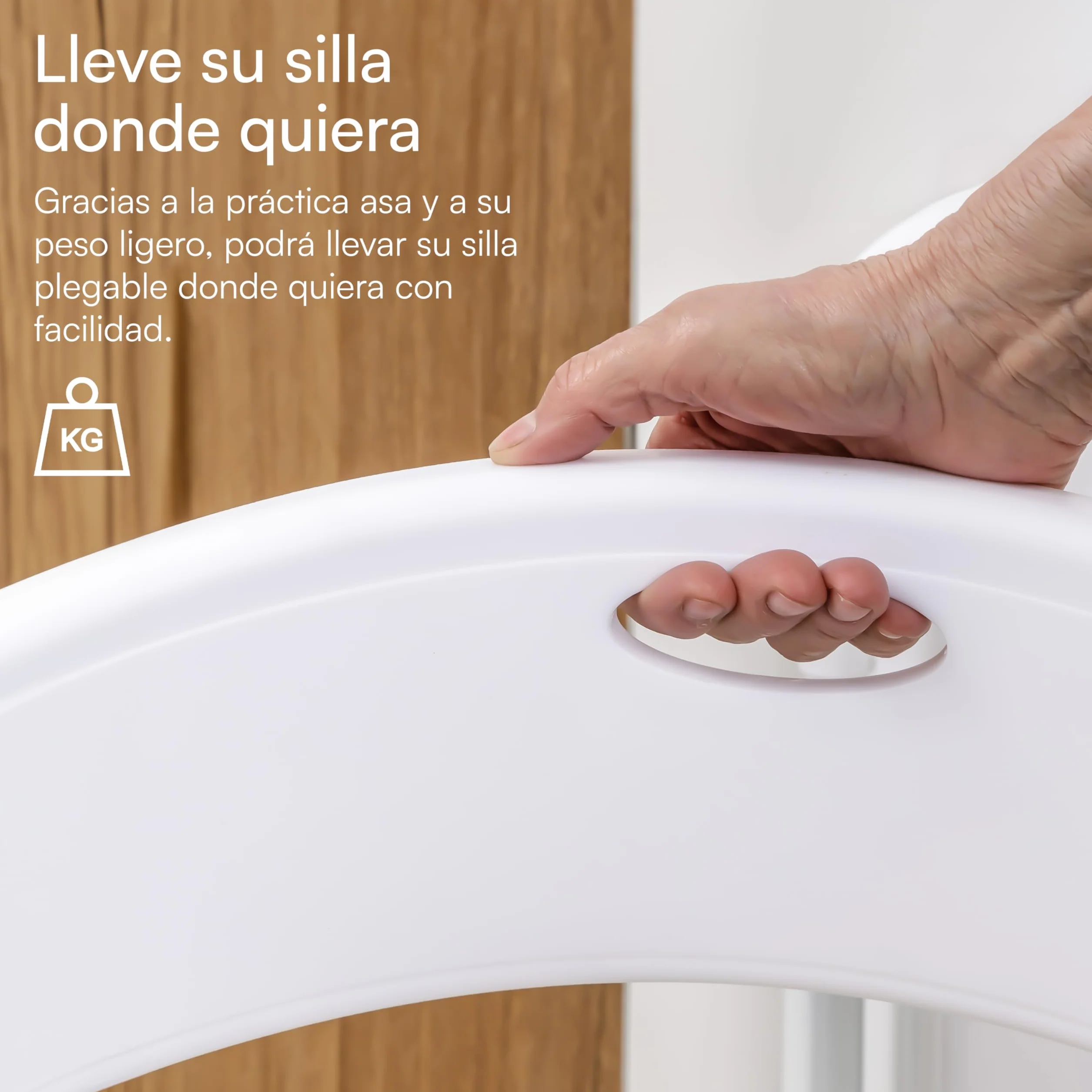 Baroni Home Silla Plegable con Estructura de Acero y PVC, Asiento Plegable Que Ahorra Espacio con Pies y Asa, para Viaje, Cocina, Salón, Dormitorio, 74x43x49 cm, 1 Unidad, Blanco