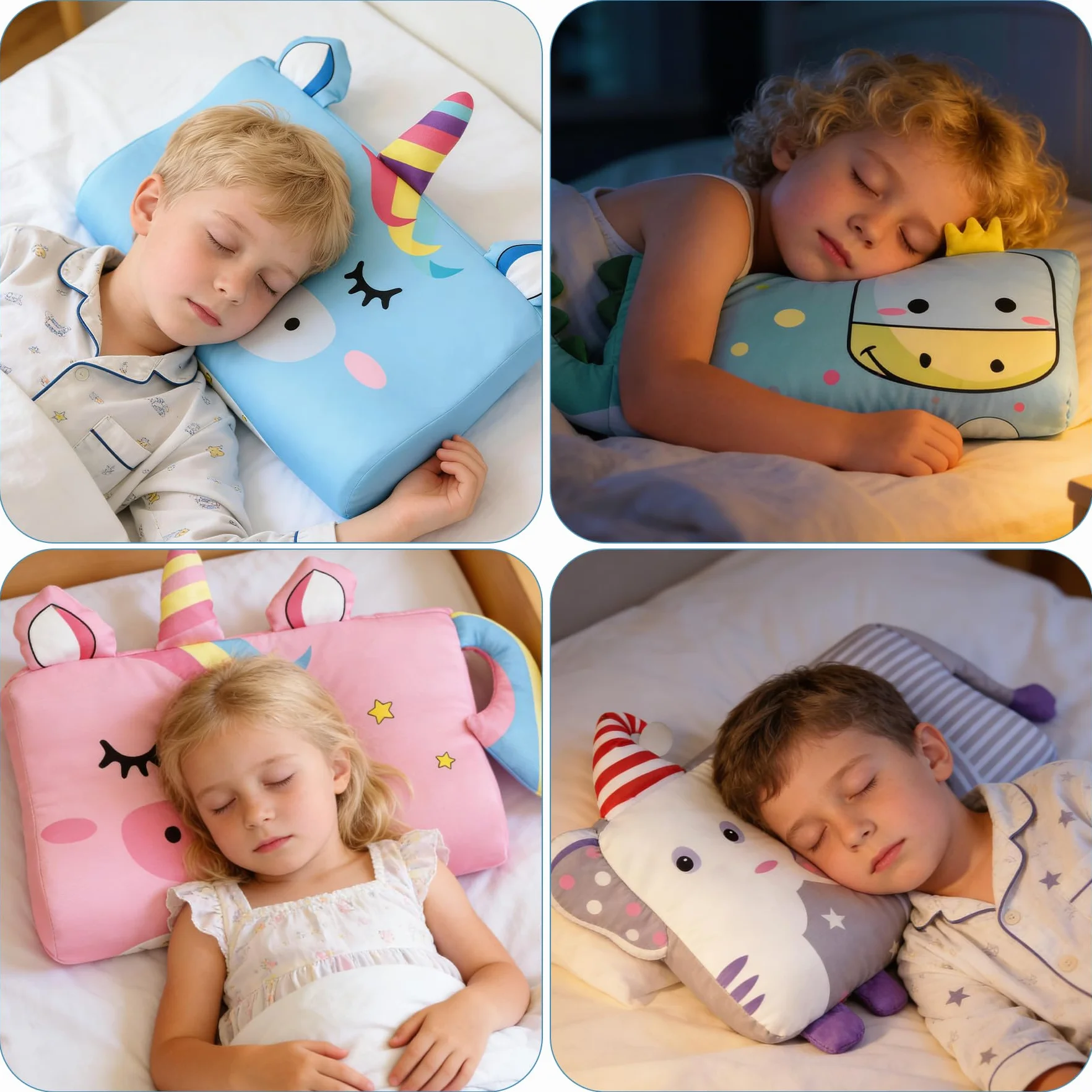 TZEKING Almohada Infantil Ergonómica 45x27x6cm Espuma Viscoelástica Transpirable Hipoalergénica Funda Lavable