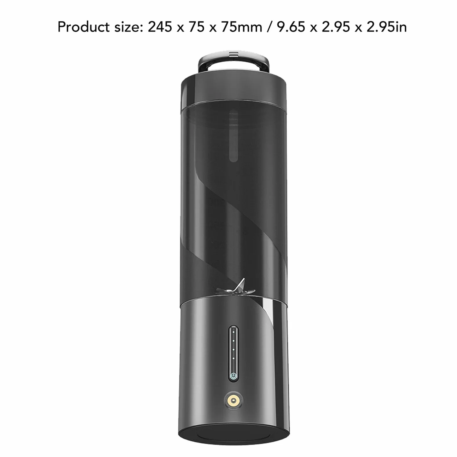 Licuadora portátil, capacidad de 450 ml, licuadora de tamaño personal de 15 W con carga magnética, vaso exprimidor eléctrico de 6 cuchillas para deportes, viajes, gimnasio, al aire libre (negro)
