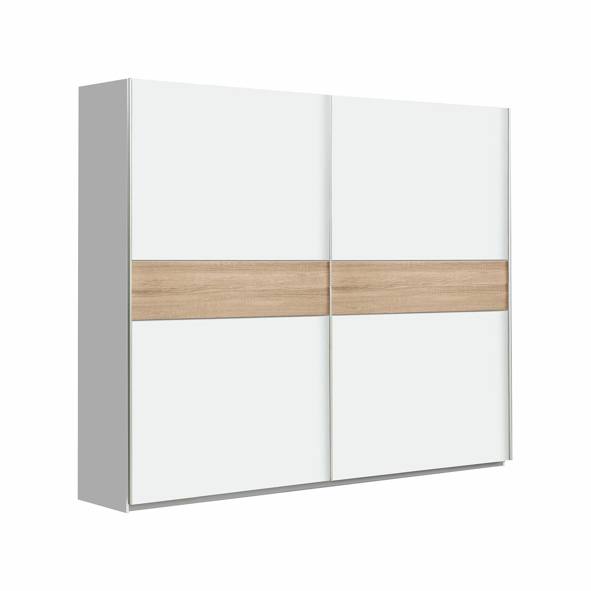 Homely | Armario de Puertas correderas Winter 200 | Acabado Laminado sintético Color Blanco Mate con Franja Central Reversible en Blanco o Roble | Medidas 200x62. Altura 210 cm. | Diseño Funcional