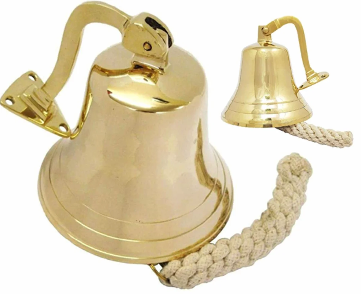 THORINSTRUMENTS (con dispositivo) Campana náutica de latón para colgar en la pared de la escuela marítima, cena, recepción, decoración del hogar