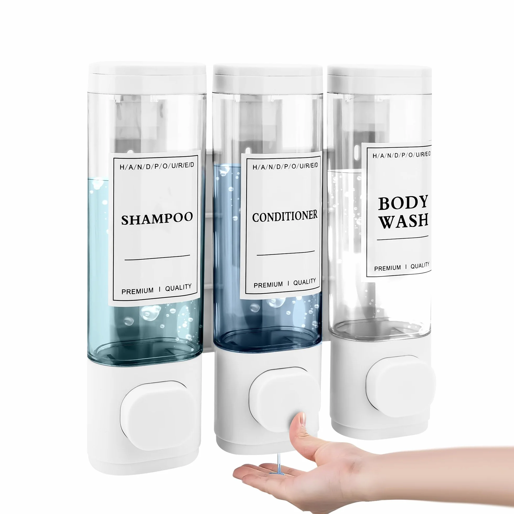 Dispensador de jabón para Montaje en Pared, dispensador de jabón líquido, dispensador de jabón de Mano, Gel de Ducha, detergente para Hotel, hogar (Blanco)