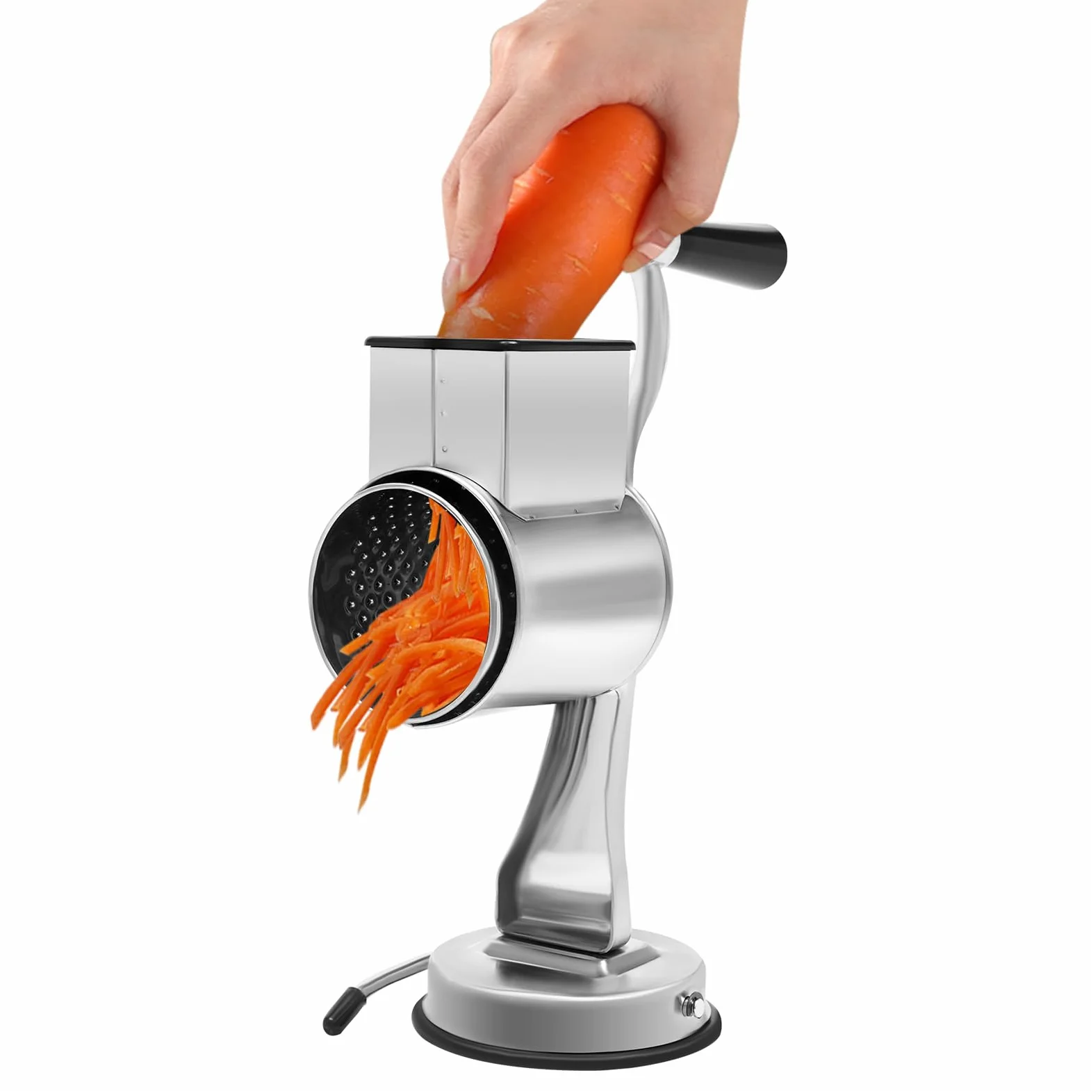 Rallador de verduras de acero inoxidable con 5 cuchillas, rallador de queso manual con ventosa, rallador de cocina multifuncional para verduras, queso y ensalada