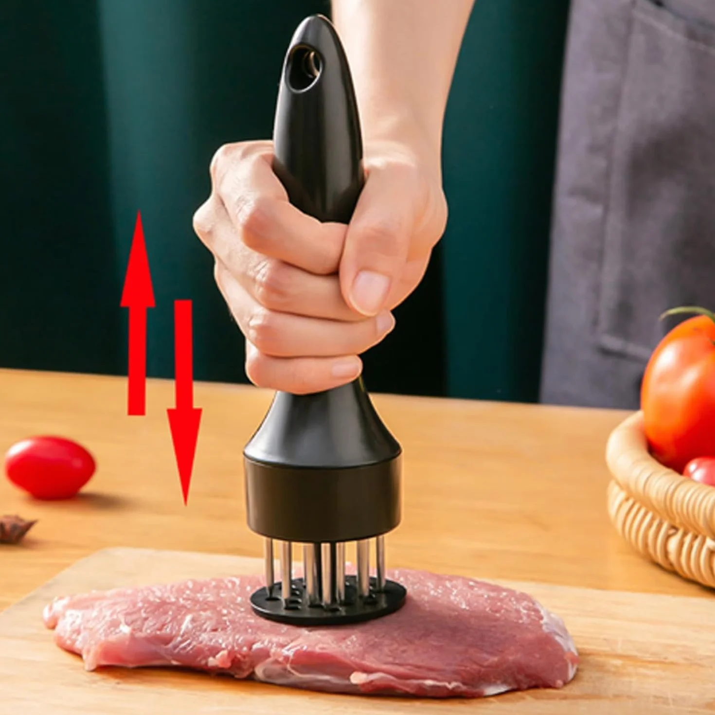 Stainless Steel Meat Tenderizer Needle, 21 Pin Ultra Sharp Meat Tenderizer Tool, Meat Marinating Tool, Steak BBQ Kitchen Cooking Tool, for Tenderizing Pork, Beef, Chicken, Marinade (White)