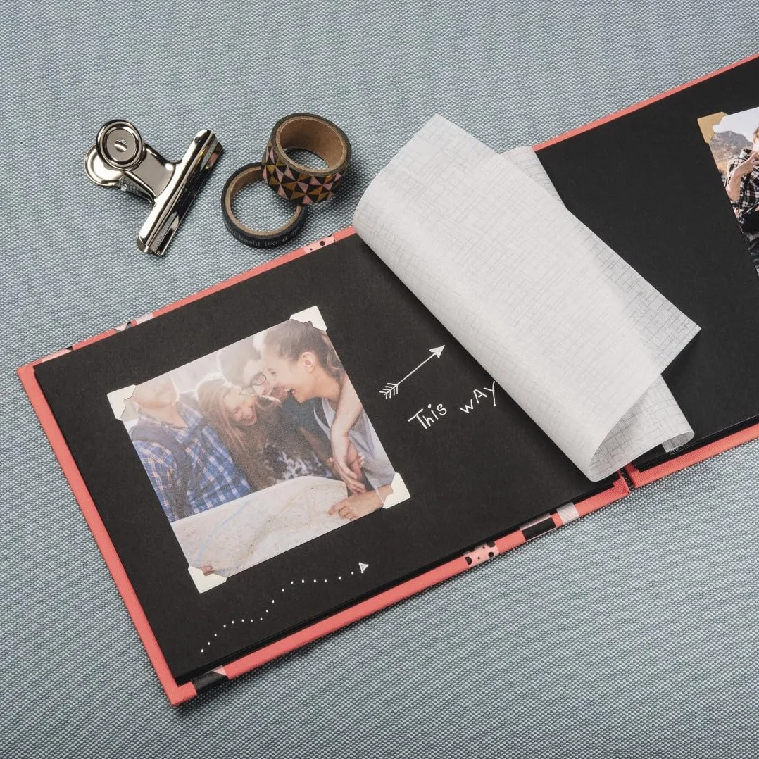 Hama | Álbum de Fotos con espiral para pegar y escribir (Álbum de fotografía de 10 x 15 cm, tamaño 24x17cm, con 50 hojas, papel cristal protector, fotos de 10x15 cm máximo 50 fotos) Color Negro