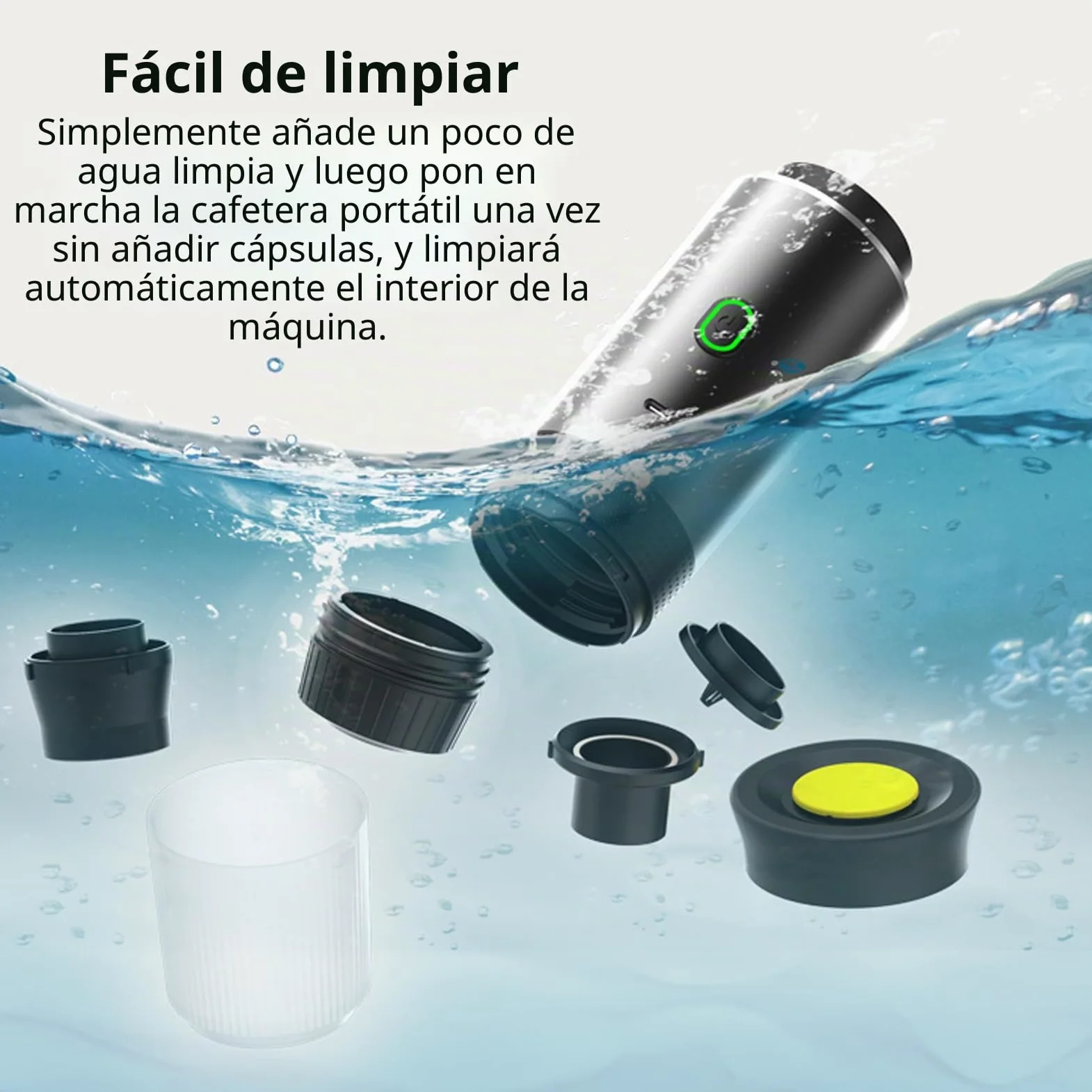 Máquina de café espresso portátil, 3 en 1, eléctrica, autocalentadora, de camping, mini cafetera de coche, recargable, 12 V con USB-C compatible con café molido y cápsula NS