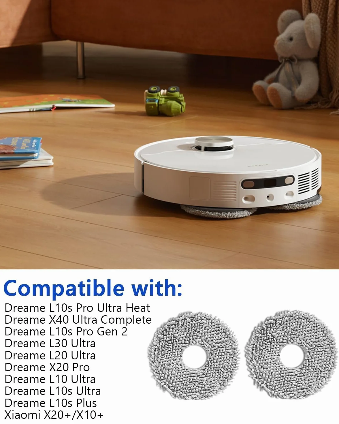 10 Paños de Repuesto para Dreame L10s Ultra/L10 Ultra/L20 Ultra/L10s Pro Ultra Heat/L10s Pro Gen 2/D10 Plus Gen 2/L40 ultra/X40 Ultra Complete/Xiaomi X20+, para Ecovacs Deebot T30 Pro Omni