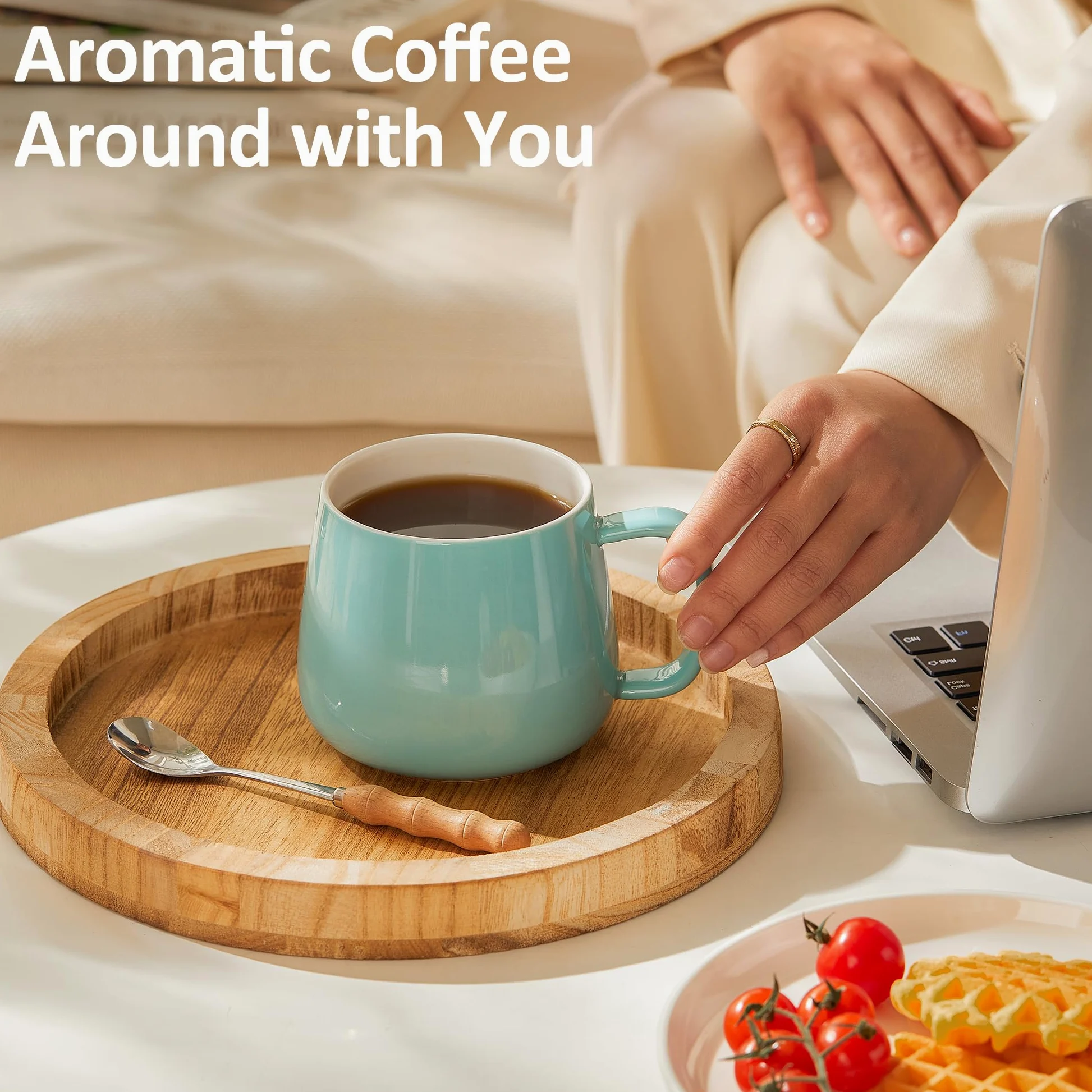 Teocera Juego de 4 tazas de café de cerámica de 473 ml, apilables, aptas para microondas, lavavajillas y horno, ideales para café, capuchino, chocolate caliente, regalos de inauguración de la casa