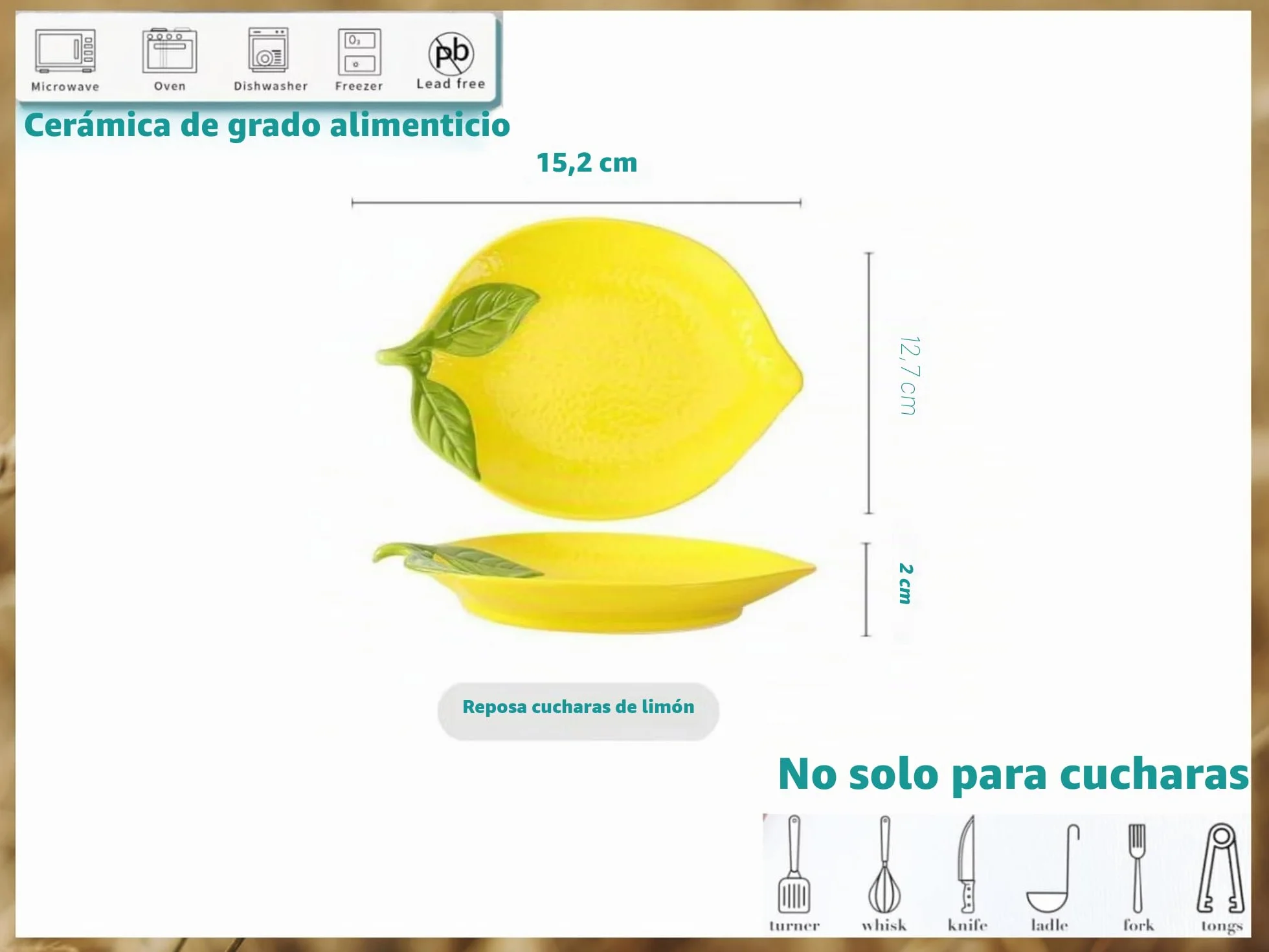 Reposa Cucharas Cocina de Cerámica con Forma de Limón,Apoya Cucharas Decorativo con Hojas Verdes,Soporte de Cuchara para Cocina o Servicio de Té,Soporte de Accesorios de Cerámica,Apto para lavavajilla