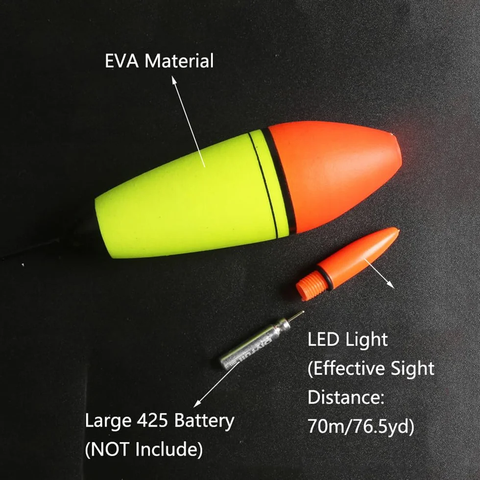 Flotadores de pesca EVA luminosos LED rojo para pesca nocturna 10 g 3 unidades