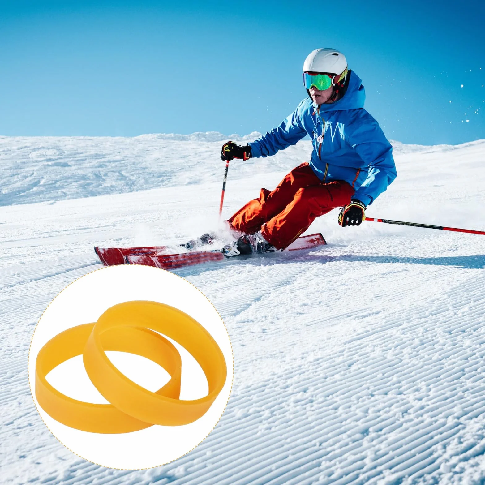 Retenedores de Freno de Esquí 32uds Banda de Goma para Snowboard Accesorios Deportes Invierno (Amarillo)