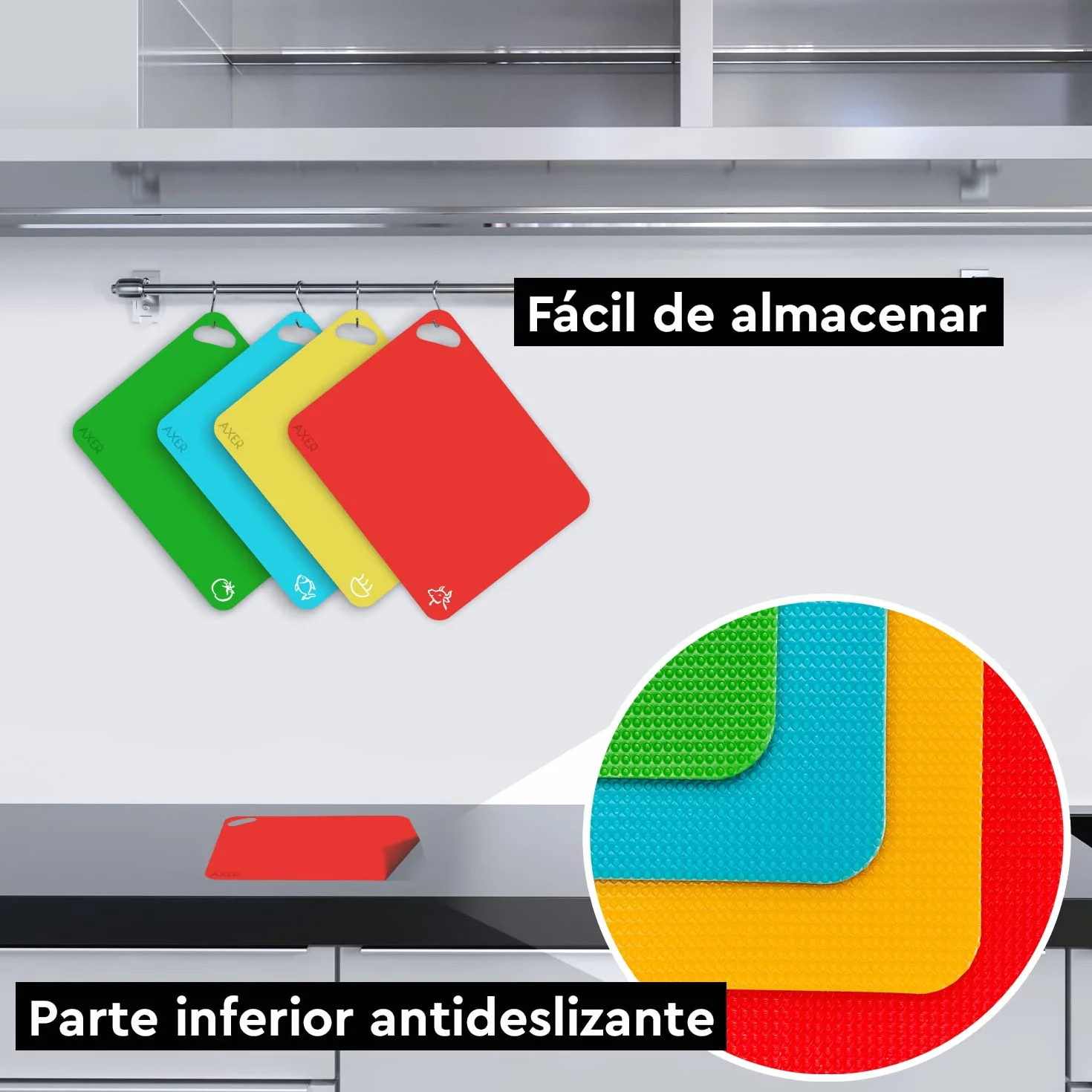 Axer 2x Tabla de Cortar Cocina Grande - Tabla Cortar Cocina Plastico Flexible - Tablas de Cocina BPA-Libre - Cutting Board Chopping Board Set