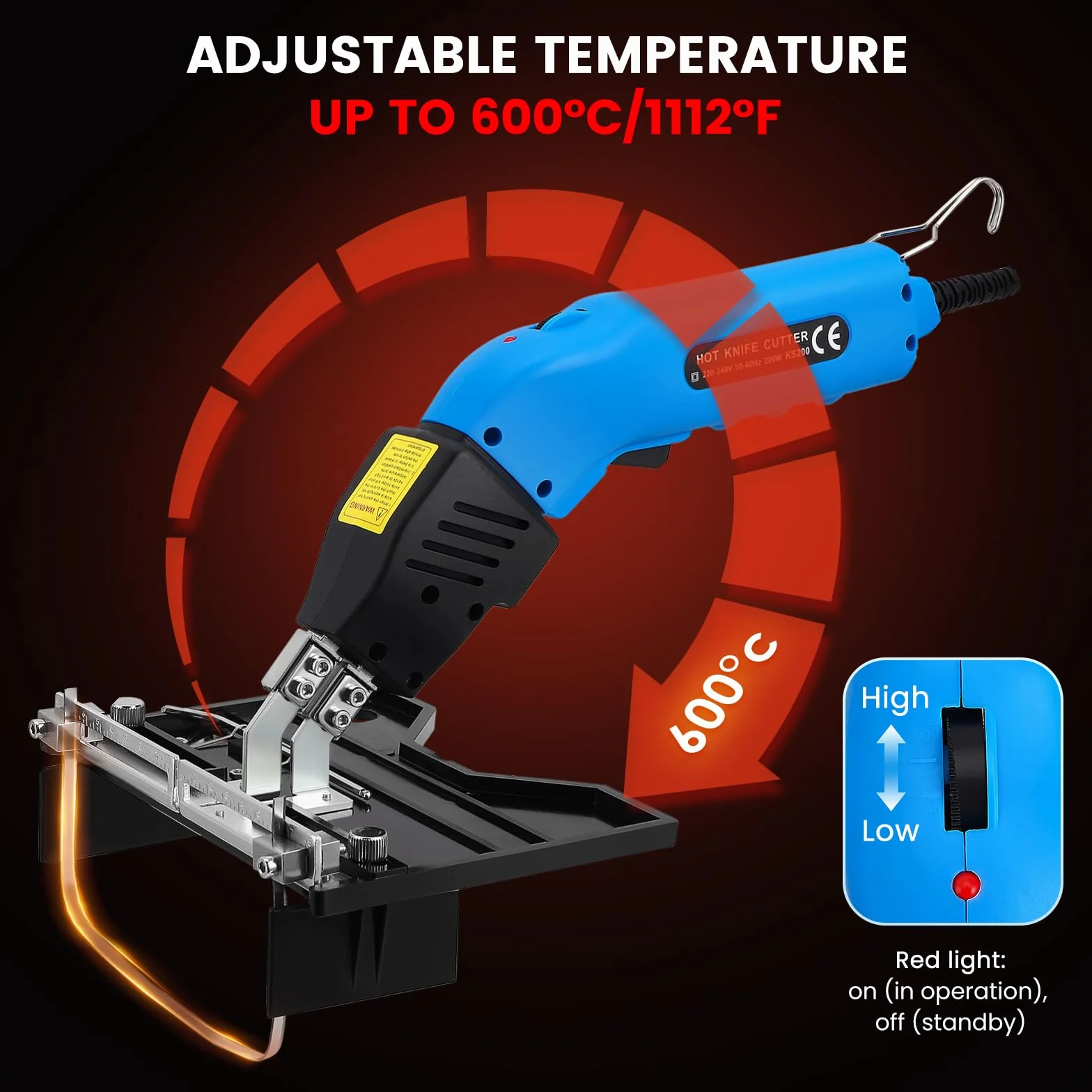 200W 2 IN 1 cortador de espuma Temperatura ajustable 0-600℃ Ancho de ranurado 16cm refrigeración por aire corte de espuma de poliestireno para bricolaje