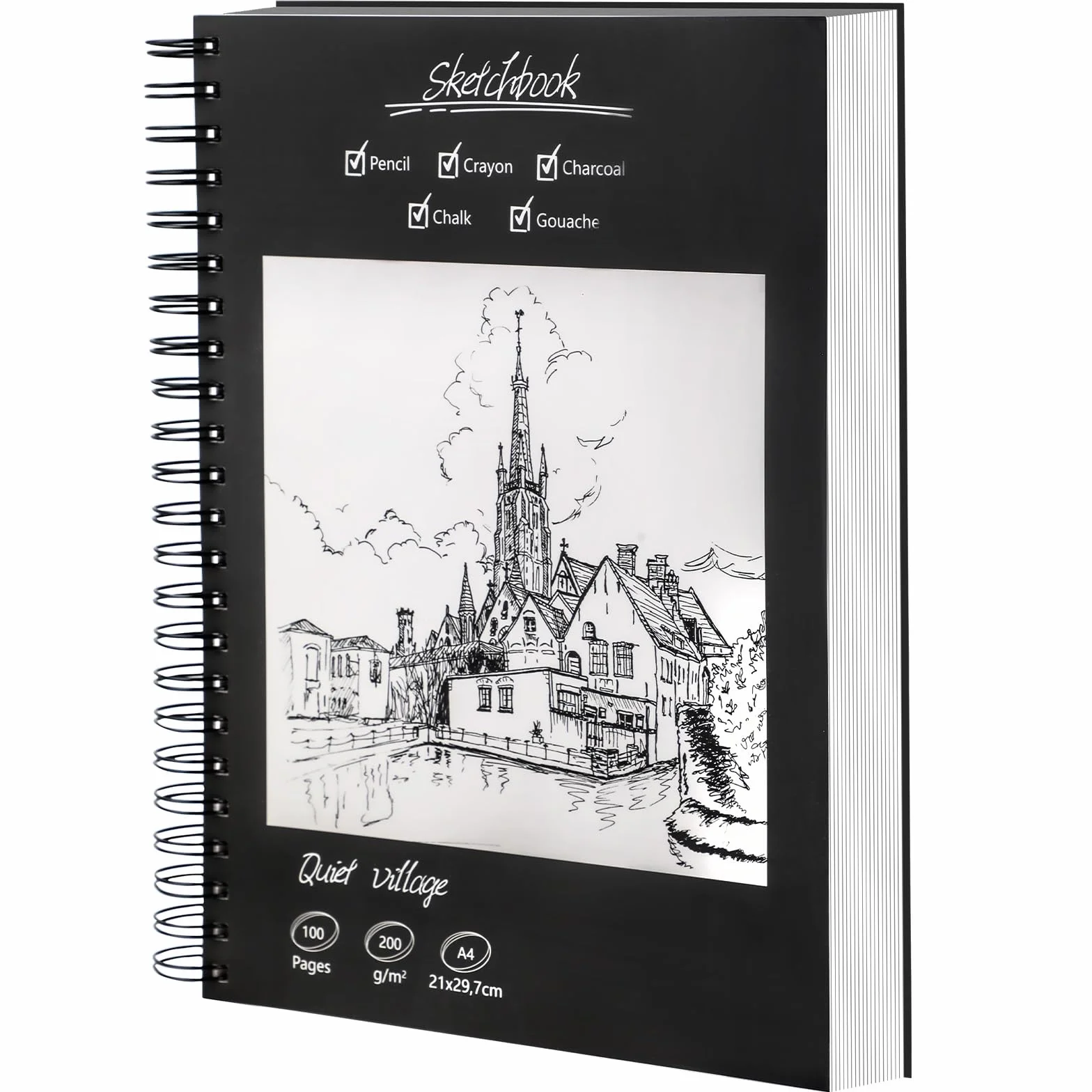 Sketchbook A4 – Cuaderno de Dibujo Premium, 50 Hojas / 100 Páginas, 200 g/m² Bloc de Dibujo A4, Block Dibujo con Encuadernación Espiral, Ideal para Dibujar y Notas