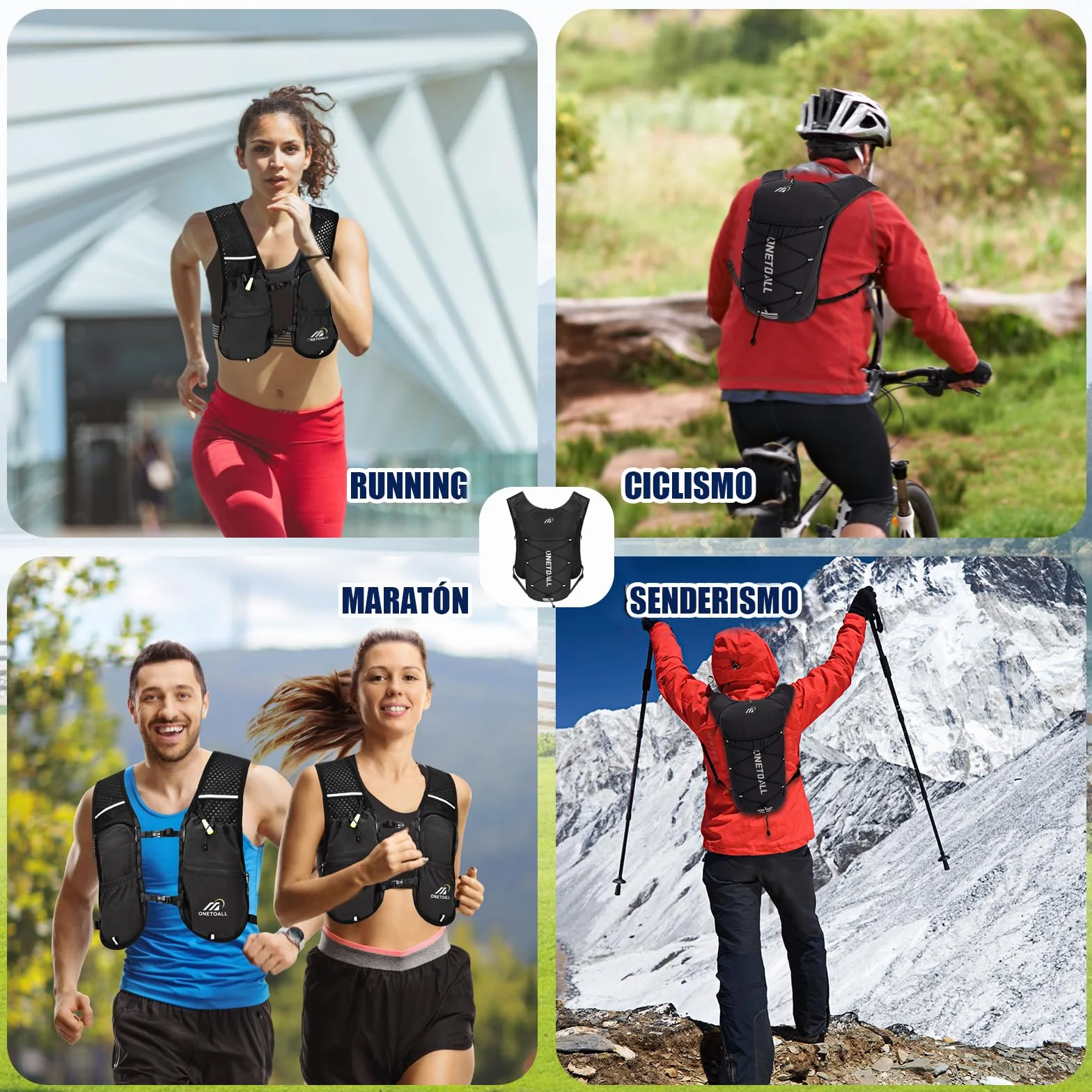 Chaleco Running Hombre Mujer Ligero Mochila Hidratacion Trail Running con Bolsa Agua 2L y Botella 500ml