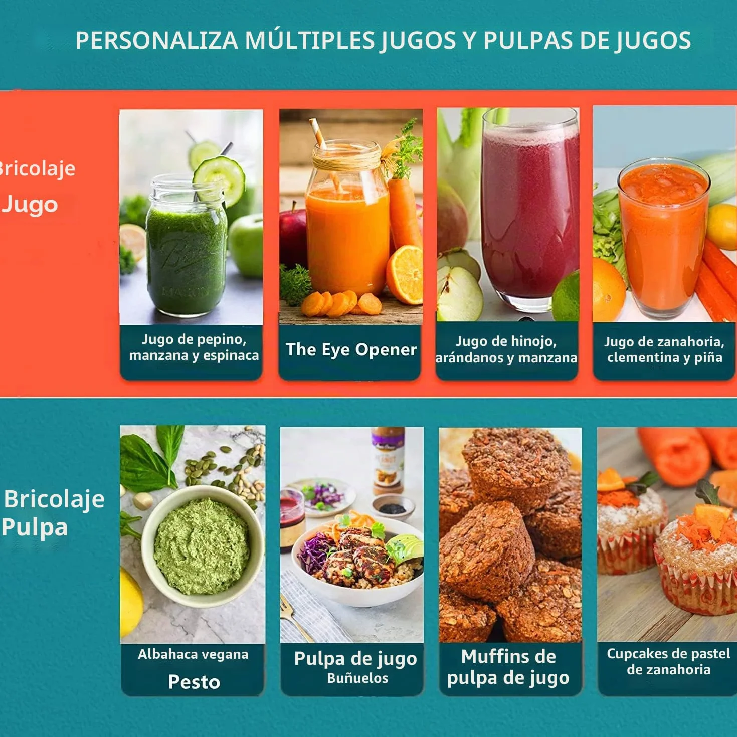 Juilist Licuadora para Verduras y Frutas,Acero Inoxidable, Extractor de Zumos y Verduras, Fácil Limpieza Con 65MM de Boca Ancha y 2 Velocidades, Extractor de Jugos Antideslizante, Antigoteo, 600W