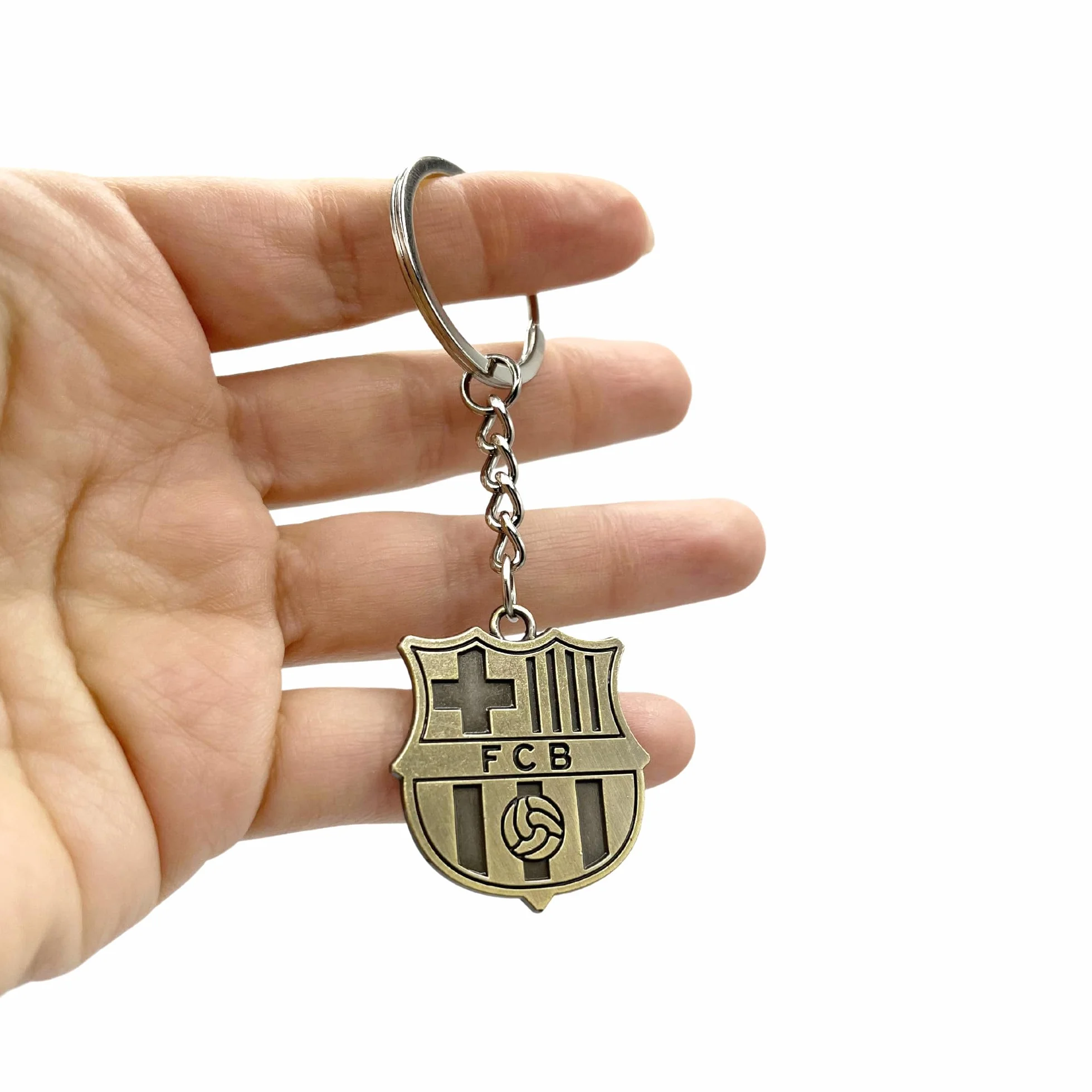 Llavero metálico Barsa dorado con emblema del Barça edición aficionado