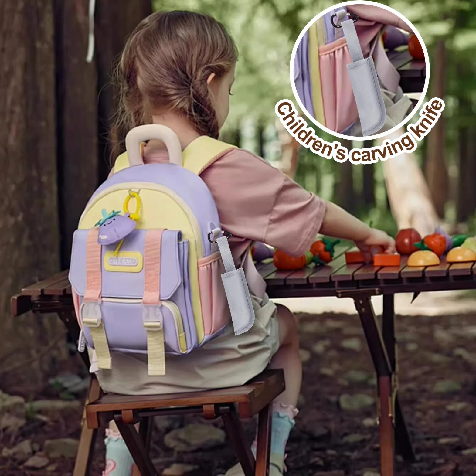 Juego de cuchillos infantiles para tallar con mango de madera, navaja plegable para exteriores con guantes