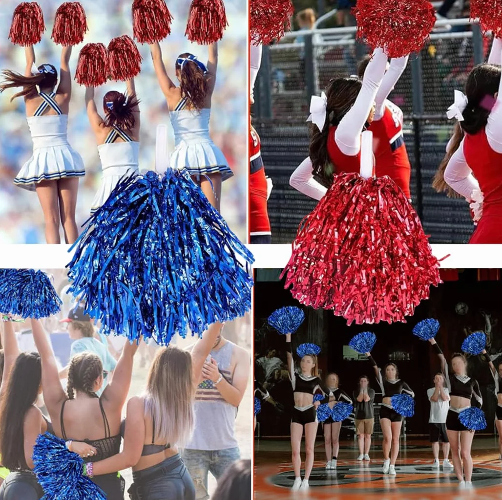 Pompones de animadora de baile deportivos, pompón de bola de metal