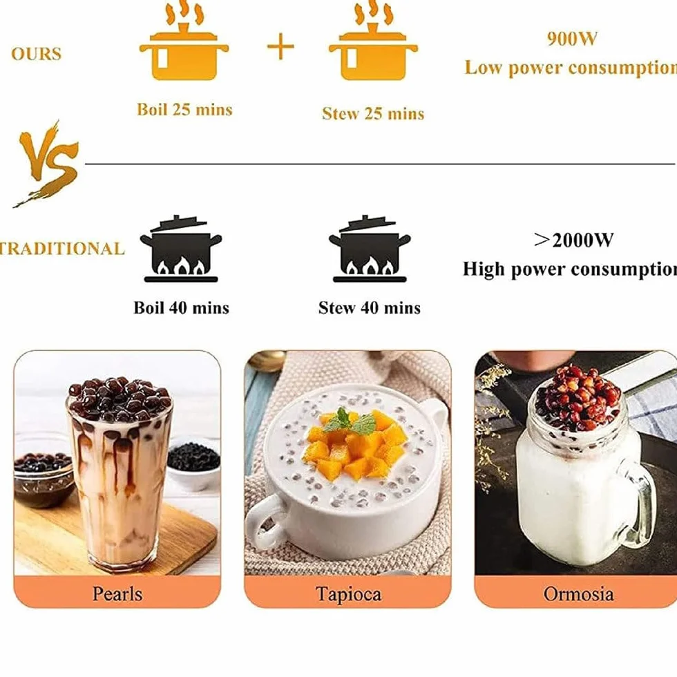 Olla de Perlas Comercial Totalmente automática de 900 W, Olla de Perlas automática con Gran Capacidad, Cocina de Bolas de Taro de Tapioca con Pantalla táctil para Perlas, pudines, Taro, Simi
