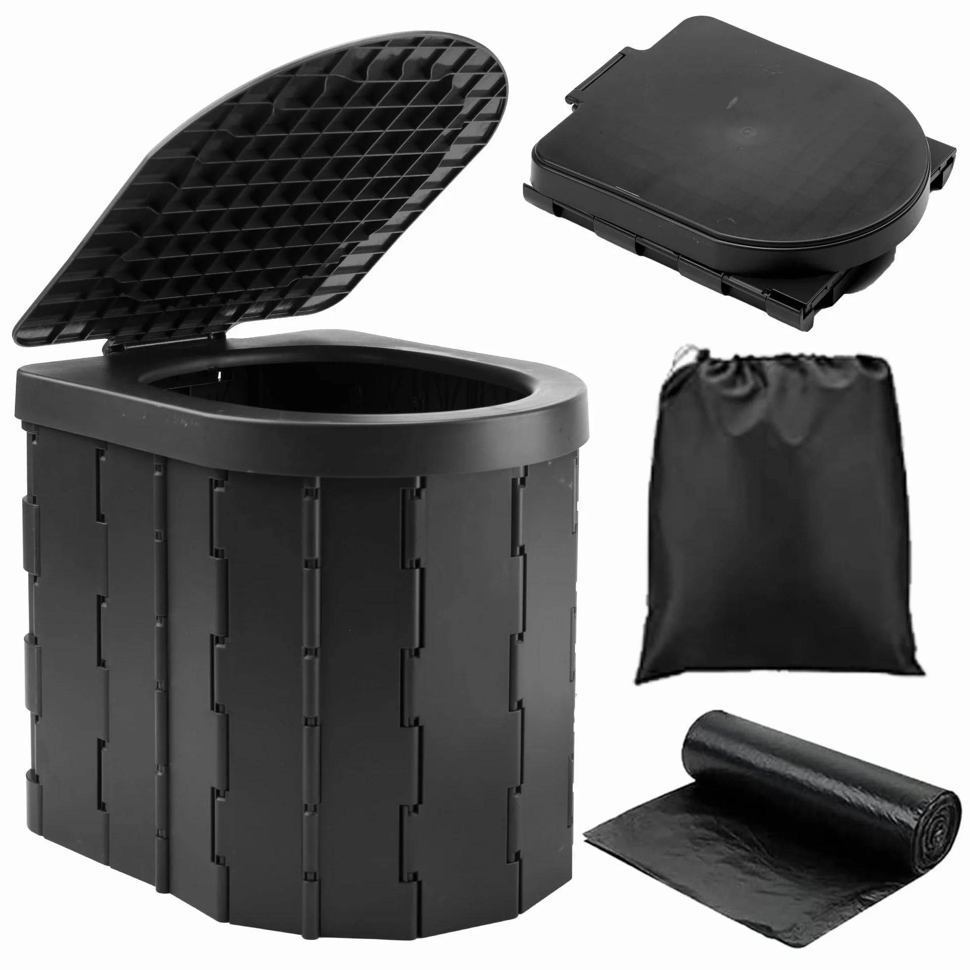 KINSPORY Inodoro Portátil Camping WC Negro con Tapa