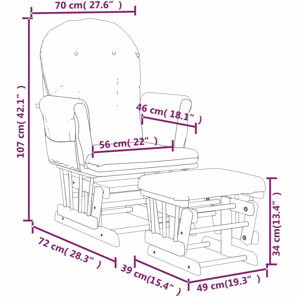 vidaXL Sillón de Lactancia con Taburete Tela Gris Claro