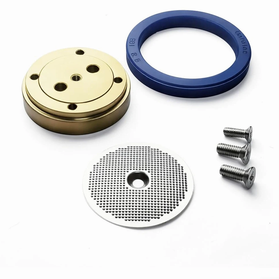 Kit de repuesto de cabezal de preparación para cafetera con pantalla de filtro y anillo de sellado para máquina de café espresso, acero inoxidable, tono dorado (juego