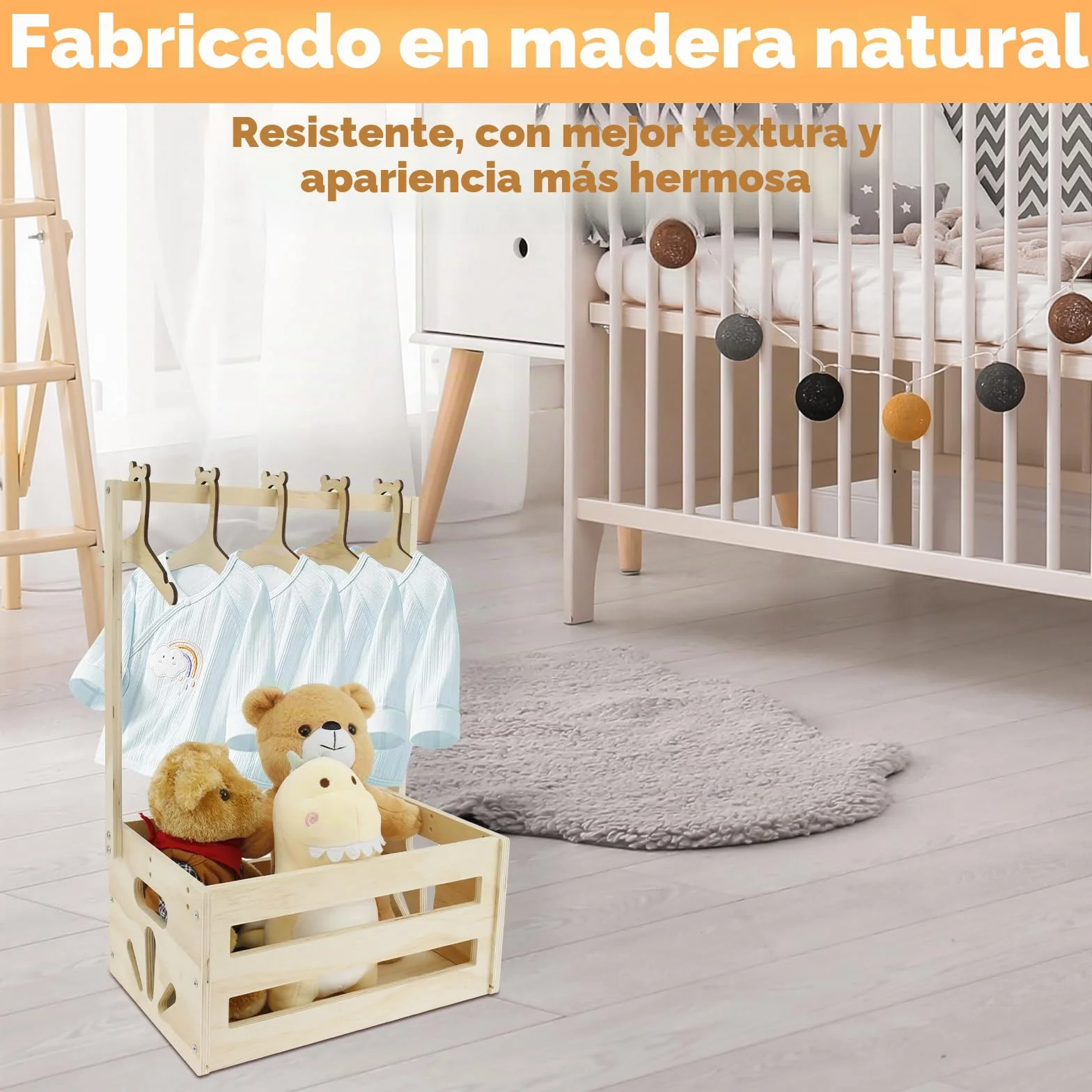 Caja de madera para baby shower, armario con asa, almacenamiento para bebé, cesta decorativa multiusos