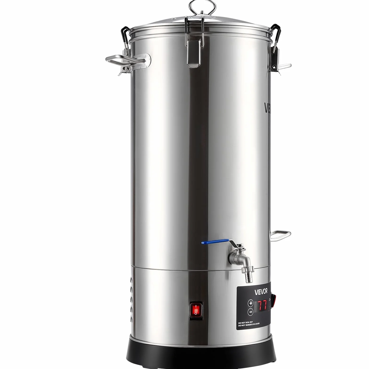 VEVOR Sistema Eléctrico de Elaboración de Cerveza, Olla de Cocción de 30 L, Carcasa de Acero Inoxidable 304, Macerador con Barril Interior Integrado, Asa y Grifo Reforzados, 420 x 325 x 720 mm