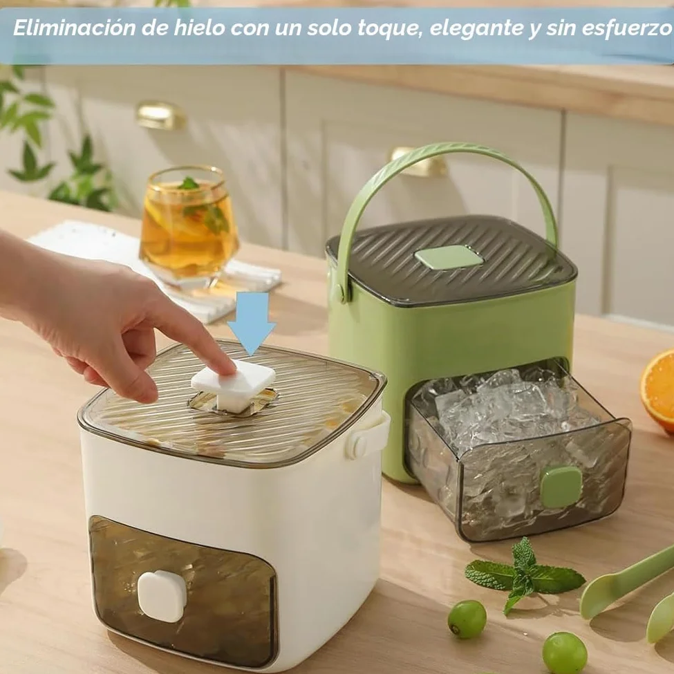 Máquina de Cubitos 48 Rejillas con Tapa de Prensa, Bandeja Hielo Doble Capa para Congelador, Molde Silicona de Liberación Rápida y Caja Almacenaje con Pala para Whisky o Cóctel (A+Insulated Bag)