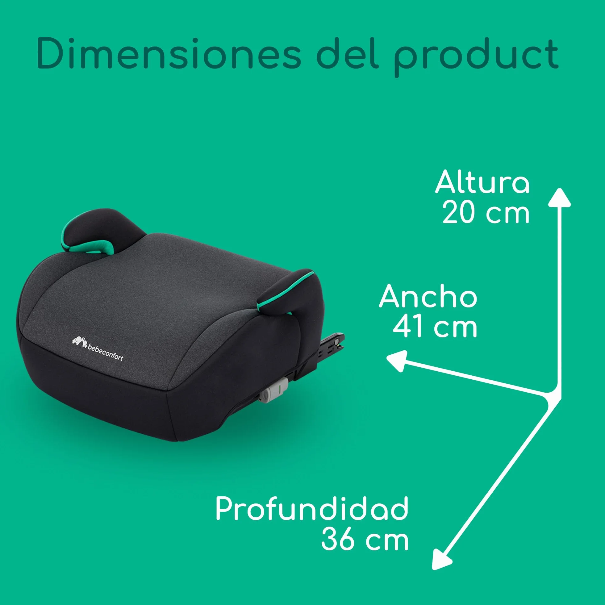 Bebeconfort Manga i-Fix asiento elevador alzador coche niño Silla de Coche isofix grupo 3 128-150 cm 22-36 kg Tinted Black