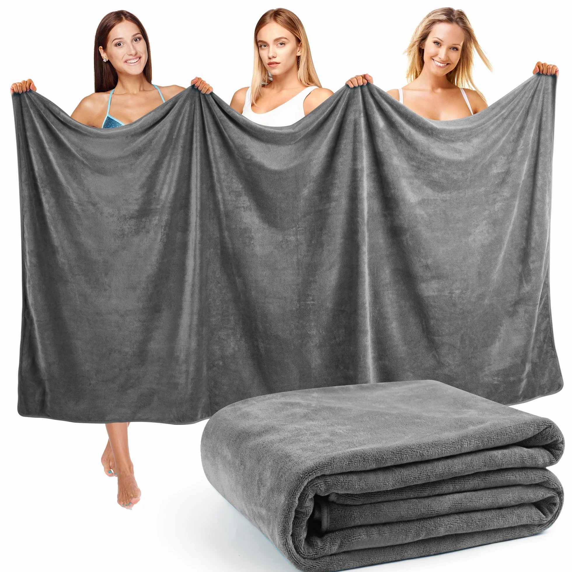 Toalla Baño Grande XXL 100x200 cm - 420 g/m² - Toalla de Sauna y Playa - Unisex - Ultraabsorbente y Suave (Gris Claro)