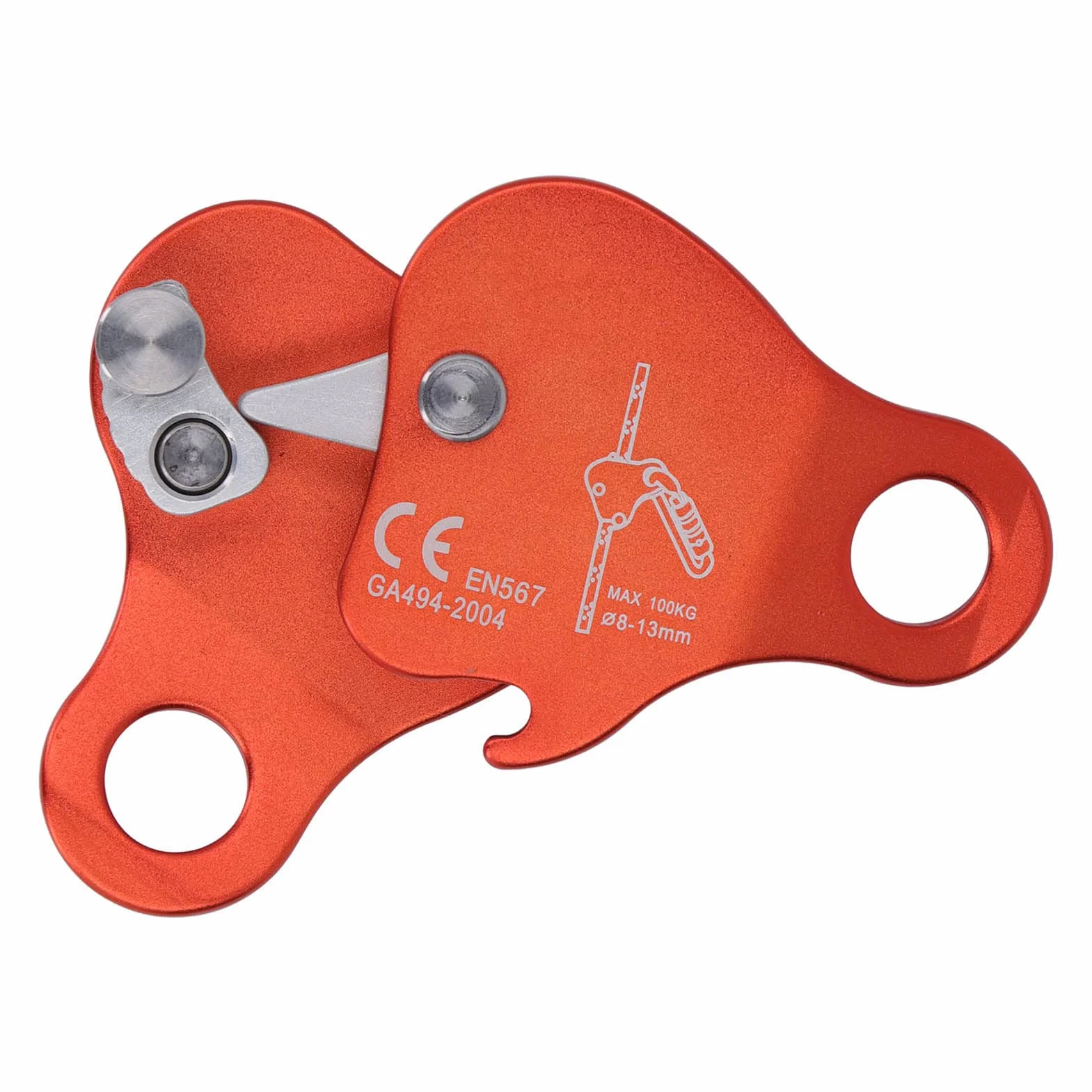 Cocoarm Pinza de cuerda de escalada autoblocante de aleación de aluminio, 8-13 mm, 77 x 70 mm, 5 KN